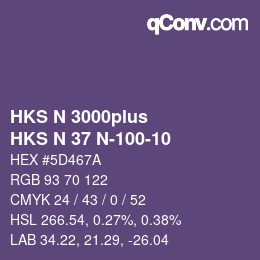 Code couleur: HKS N 3000plus - HKS N 37 N-100-10 | qconv.com