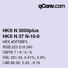 Código de color: HKS N 3000plus - HKS N 37 N-10-0 | qconv.com