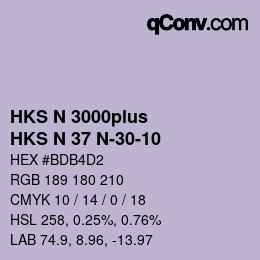 Farbcode: HKS N 3000plus - HKS N 37 N-30-10 | qconv.com