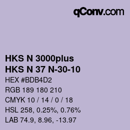 Color code: HKS N 3000plus - HKS N 37 N-30-10 | qconv.com