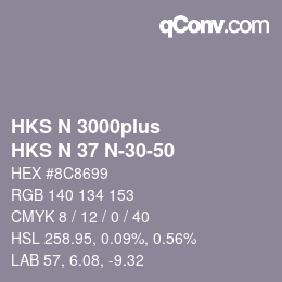 Farbcode: HKS N 3000plus - HKS N 37 N-30-50 | qconv.com