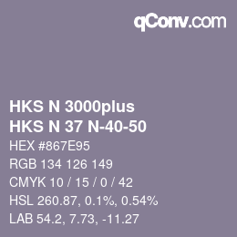 Color code: HKS N 3000plus - HKS N 37 N-40-50 | qconv.com