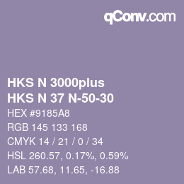 Color code: HKS N 3000plus - HKS N 37 N-50-30 | qconv.com