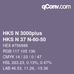 Color code: HKS N 3000plus - HKS N 37 N-60-50 | qconv.com