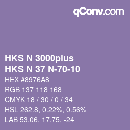 Code couleur: HKS N 3000plus - HKS N 37 N-70-10 | qconv.com
