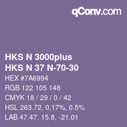 Código de color: HKS N 3000plus - HKS N 37 N-70-30 | qconv.com