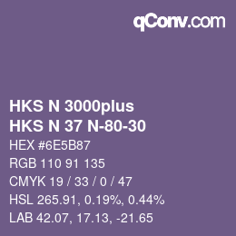 Color code: HKS N 3000plus - HKS N 37 N-80-30 | qconv.com