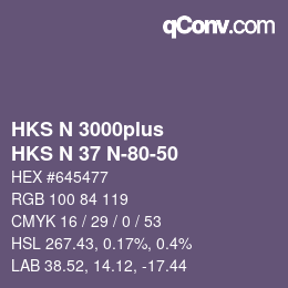 Color code: HKS N 3000plus - HKS N 37 N-80-50 | qconv.com