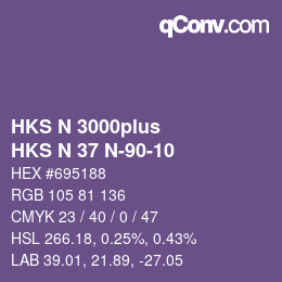 Color code: HKS N 3000plus - HKS N 37 N-90-10 | qconv.com