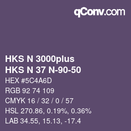 Color code: HKS N 3000plus - HKS N 37 N-90-50 | qconv.com