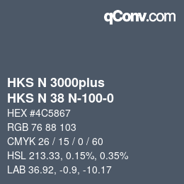 Color code: HKS N 3000plus - HKS N 38 N-100-0 | qconv.com