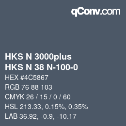 颜色代码: HKS N 3000plus - HKS N 38 N-100-0 | qconv.com