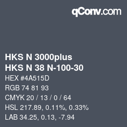 Código de color: HKS N 3000plus - HKS N 38 N-100-30 | qconv.com