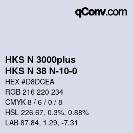 Code couleur: HKS N 3000plus - HKS N 38 N-10-0 | qconv.com