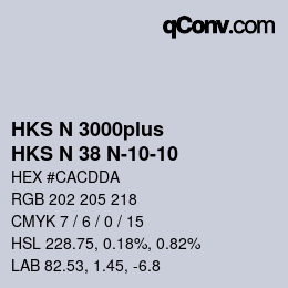 颜色代码: HKS N 3000plus - HKS N 38 N-10-10 | qconv.com