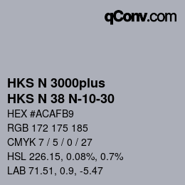 Color code: HKS N 3000plus - HKS N 38 N-10-30 | qconv.com