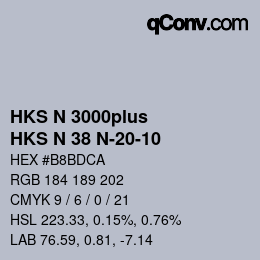 Color code: HKS N 3000plus - HKS N 38 N-20-10 | qconv.com