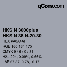 Color code: HKS N 3000plus - HKS N 38 N-20-30 | qconv.com