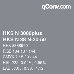 Color code: HKS N 3000plus - HKS N 38 N-20-50 | qconv.com