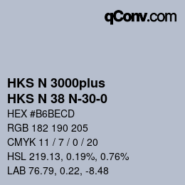 Color code: HKS N 3000plus - HKS N 38 N-30-0 | qconv.com