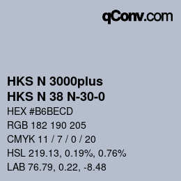 Code couleur: HKS N 3000plus - HKS N 38 N-30-0 | qconv.com