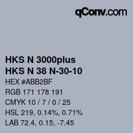 Código de color: HKS N 3000plus - HKS N 38 N-30-10 | qconv.com