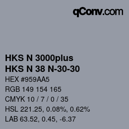 Color code: HKS N 3000plus - HKS N 38 N-30-30 | qconv.com