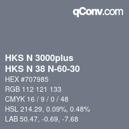 Color code: HKS N 3000plus - HKS N 38 N-60-30 | qconv.com
