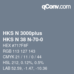 Farbcode: HKS N 3000plus - HKS N 38 N-70-0 | qconv.com