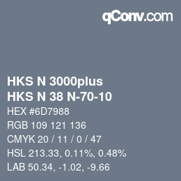 Color code: HKS N 3000plus - HKS N 38 N-70-10 | qconv.com