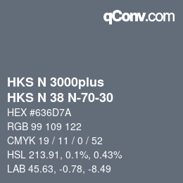 颜色代码: HKS N 3000plus - HKS N 38 N-70-30 | qconv.com