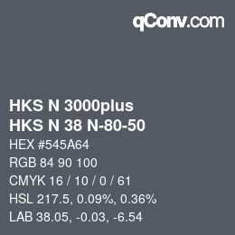 颜色代码: HKS N 3000plus - HKS N 38 N-80-50 | qconv.com