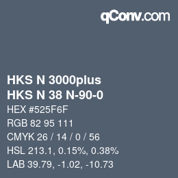 Color code: HKS N 3000plus - HKS N 38 N-90-0 | qconv.com