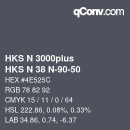 Color code: HKS N 3000plus - HKS N 38 N-90-50 | qconv.com