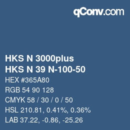 Color code: HKS N 3000plus - HKS N 39 N-100-50 | qconv.com