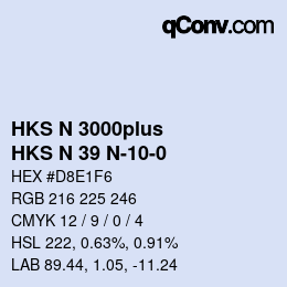 Color code: HKS N 3000plus - HKS N 39 N-10-0 | qconv.com