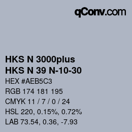 Color code: HKS N 3000plus - HKS N 39 N-10-30 | qconv.com