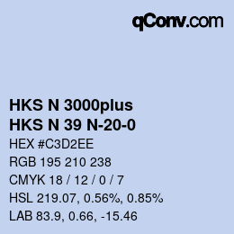 Color code: HKS N 3000plus - HKS N 39 N-20-0 | qconv.com