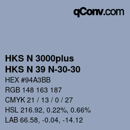 Color code: HKS N 3000plus - HKS N 39 N-30-30 | qconv.com