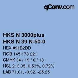 Color code: HKS N 3000plus - HKS N 39 N-50-0 | qconv.com