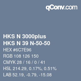 Color code: HKS N 3000plus - HKS N 39 N-50-50 | qconv.com