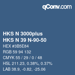颜色代码: HKS N 3000plus - HKS N 39 N-90-50 | qconv.com
