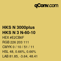 Código de color: HKS N 3000plus - HKS N 3 N-60-10 | qconv.com