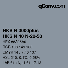 Color code: HKS N 3000plus - HKS N 40 N-20-50 | qconv.com