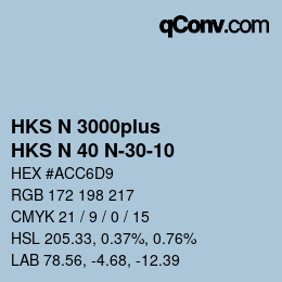 Color code: HKS N 3000plus - HKS N 40 N-30-10 | qconv.com