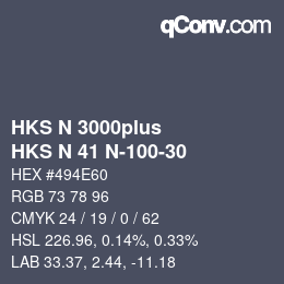 Color code: HKS N 3000plus - HKS N 41 N-100-30 | qconv.com