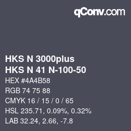 Color code: HKS N 3000plus - HKS N 41 N-100-50 | qconv.com
