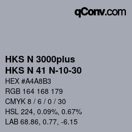 Color code: HKS N 3000plus - HKS N 41 N-10-30 | qconv.com