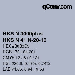 Code couleur: HKS N 3000plus - HKS N 41 N-20-10 | qconv.com