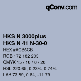 Color code: HKS N 3000plus - HKS N 41 N-30-0 | qconv.com
